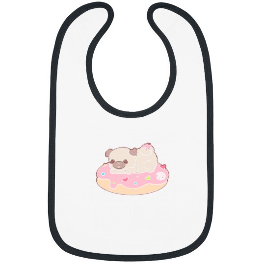 Discover Pug Pug on a donut (1) Bibs
