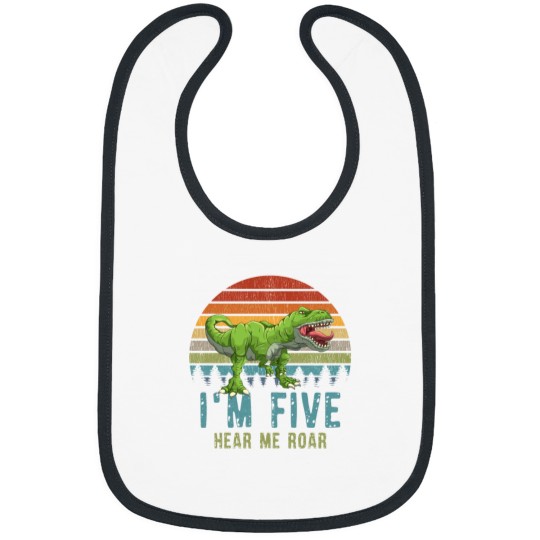 Discover Im Five Hear Me Roar TRex Dinosaur 3. Birthday Bibs