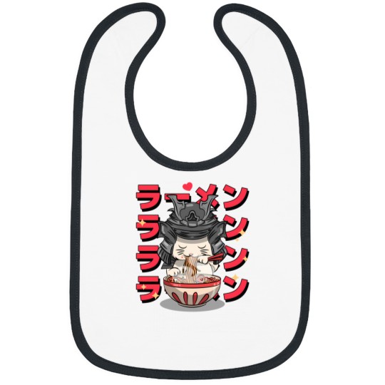 Discover Kawaii Cat Eating Bowl Of Ramen. Kitty Loves Ramen. Bibs