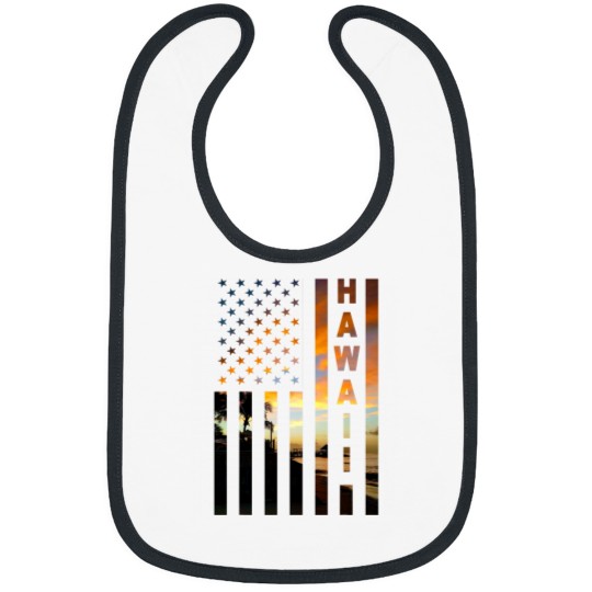 Discover Hawaii Sunset American Flag Honolulu Hawaiian Island Bibs