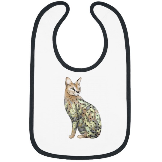 Discover Serval Cat in Lotus Tattoo Bibs