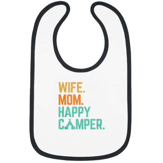 Discover Wife Mom Happy Camper Cute Funny Matching Family Bibs