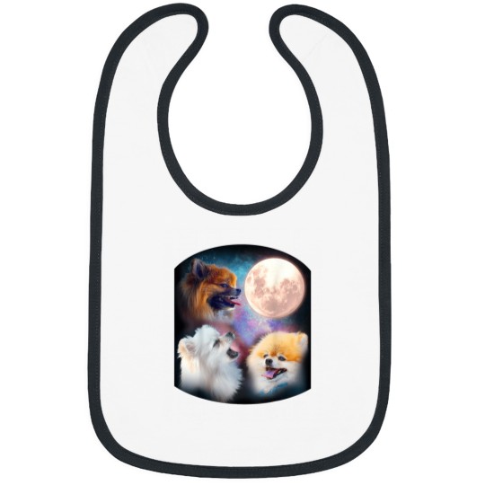Discover Pomeranian Dog T Shirt Howling at Moon Bibs