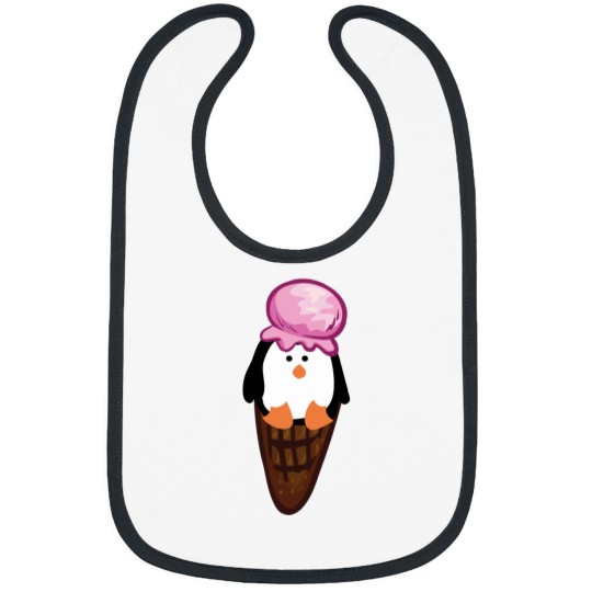 Discover Penguin strawberry ice cream waffle Fitted Bibs