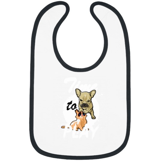 Discover TIME TO PLAY cute annoying puppy dog unhappy cat (light) Bibs
