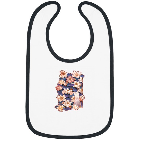 Discover White cat and Lotus Bibs