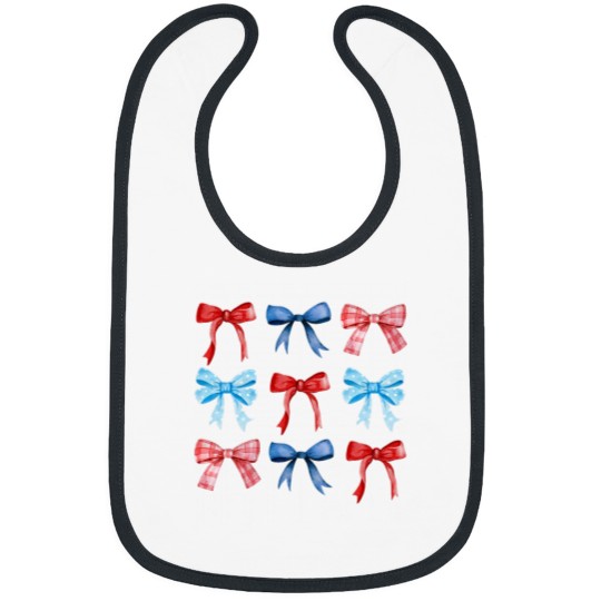 Discover Red And Blue Coquette Bow 4th of July Women Girls ic Bibs