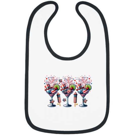 Discover Three Glasses Of Cocktail Funny Drinker Patriotic 4th July Bibs