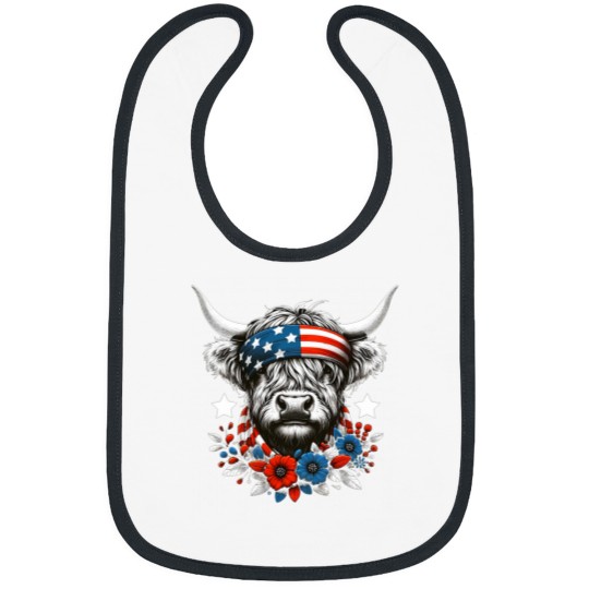 Discover Highland Cow 4th Of July American Flag Independence Day Bibs