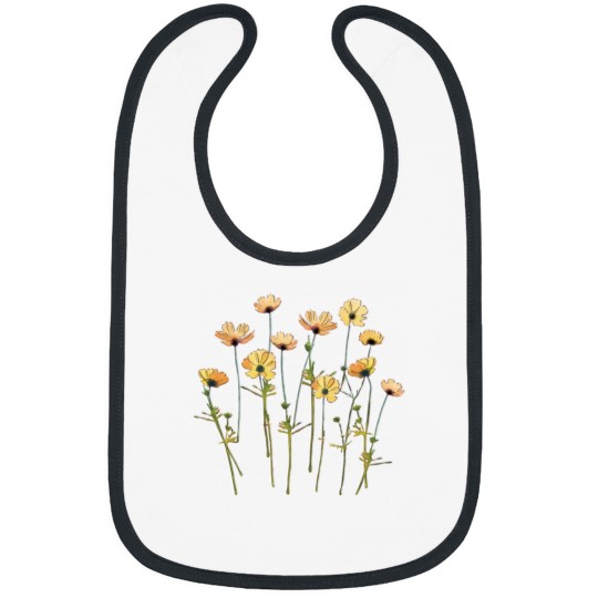 Discover Yellow Cosmos Flowers Watercolor Classic Bibs