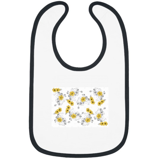 Discover minimalistic yellow floral pattern Classic Bibs