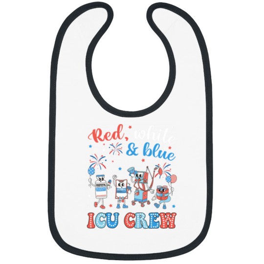 Discover Icu Nurse 4th July Independence Day Red White Blue Icu Crew Bibs