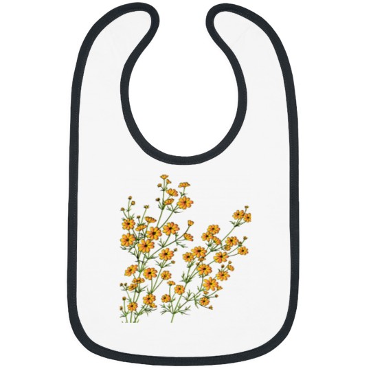 Discover yellow flowers, Seamless hand drawn pattern with yellow flowers on black background. Classic Bibs