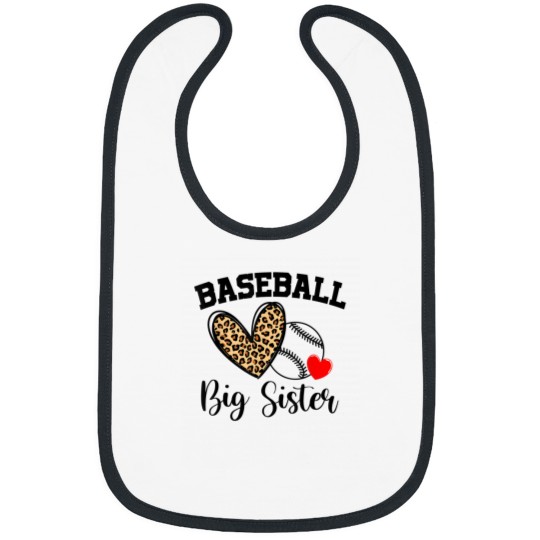 Discover Women Leopard Heart Baseball Big Sister Cute Mot Bibs