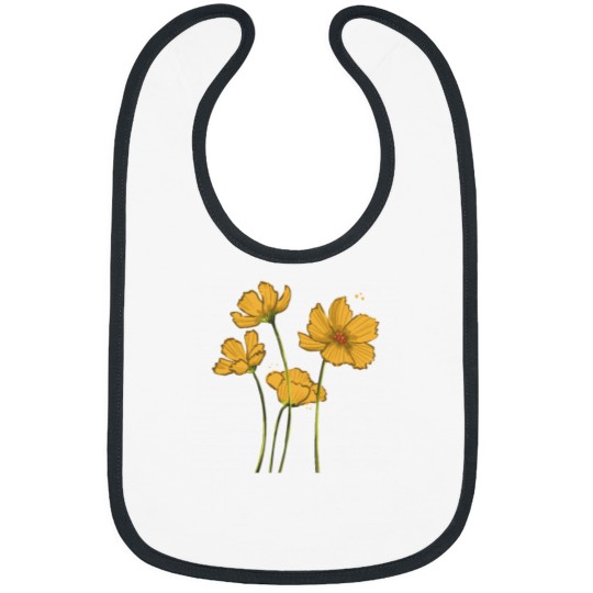 Discover Yellow Flowers Floral Illustration blue background  Classic Bibs