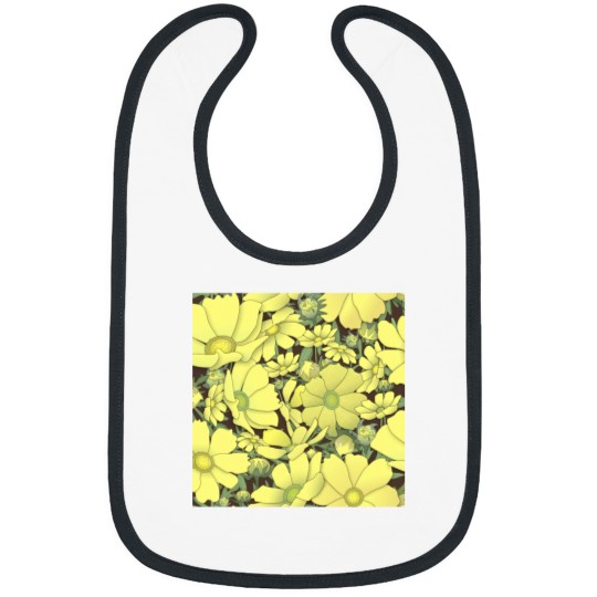 Discover Tossed Yellow Cosmos on Coffee Brown Half-Drop Repeat 5748 Classic Bibs