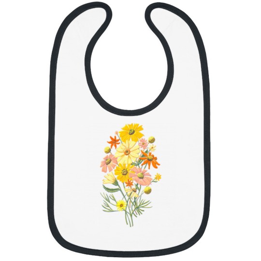 Discover happy wildflowers on navy art by jen montgomery jen montgomery transparentt Classic Bibs