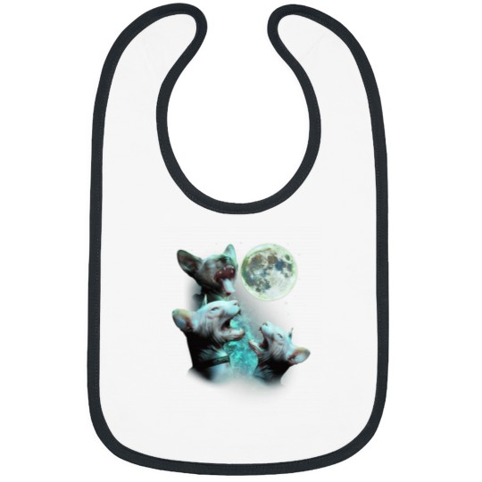 Discover Three Hairless Sphynx Cats Howl At Moon 3 Wolfs Bibs