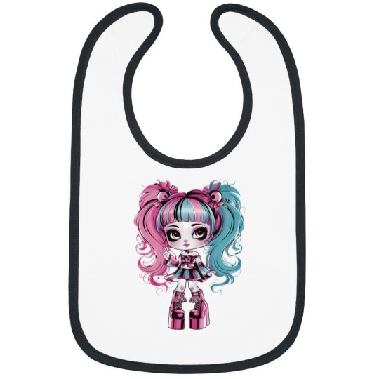 Discover Pink and Blue Hair Anime Girl Wearing Platform Shoes Bibs