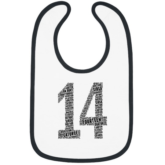 Discover 14th Birthday Gift, Fourteen in Different Languages(2) Bibs