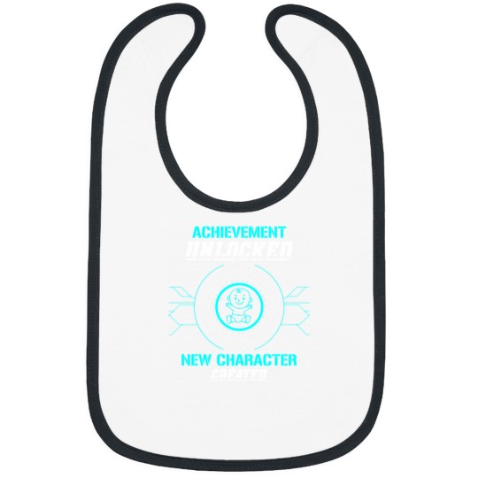 Discover Achievement Unlocked New Character Created Pregnant Parent Father Dad Parenting Announcement Gender Reveal Mommy Bibs