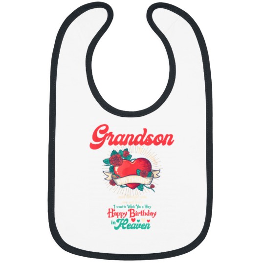 Discover Angel Grandson Happy Birthday in Heaven Memorial Bibs