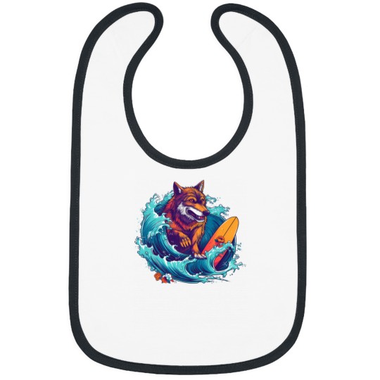 Discover Wolf Surfing 80S Commercial Graphic T Shirt 1 Bibs