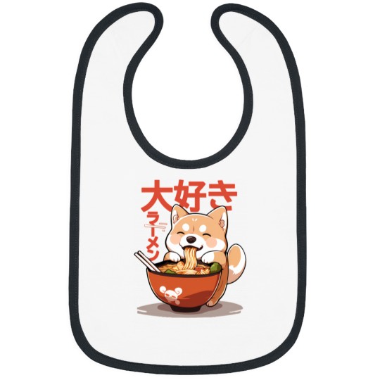 Discover Shiba Inu Slurping Ramen Noodles Cool Anime Sticker Bibs