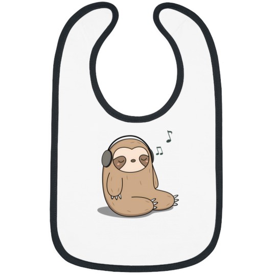 Discover Kawaii Cute Sloth Listening To Music Bibs