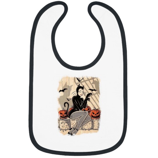 Discover woman and bats Halloween  illustration Bibs