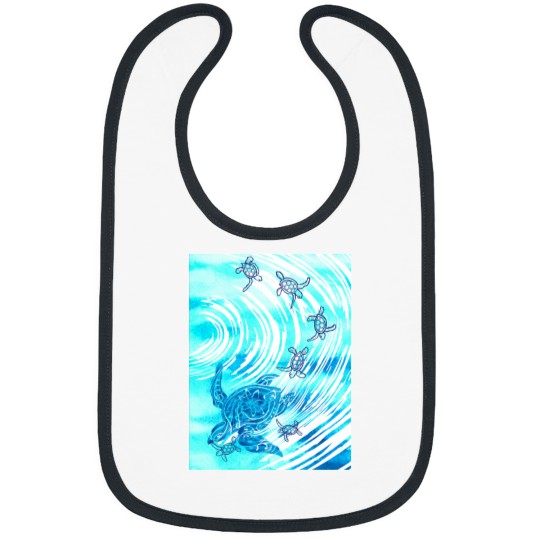 Discover Hawaiian - Polynesian Watercolor Ohana Honu(1) Bibs