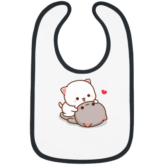 Discover Peach And Goma Mochi Cat Love Classic Bibs