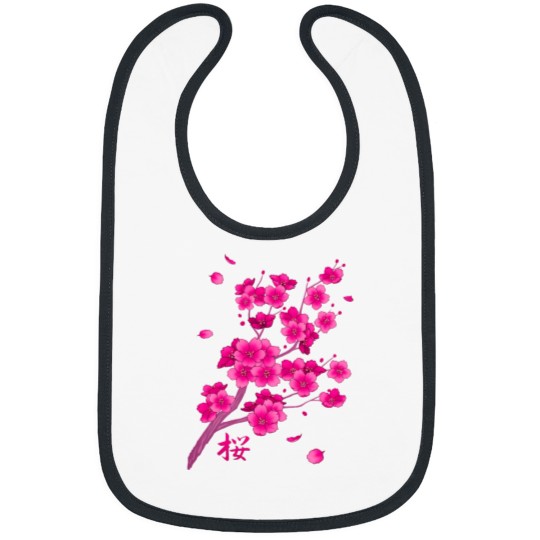 Discover Falling Neon Hot Pink Sakura Cherry Blossom Bibs
