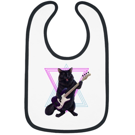 Discover Cat playing bass guitar Bibs