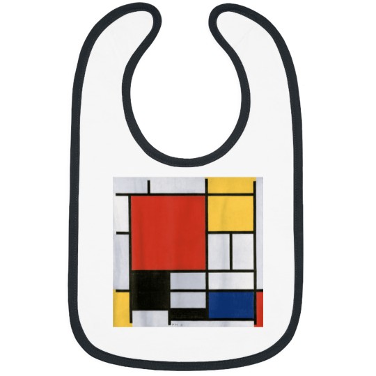 Discover Mondrian Composition with Red Yellow Blue Black Bibs