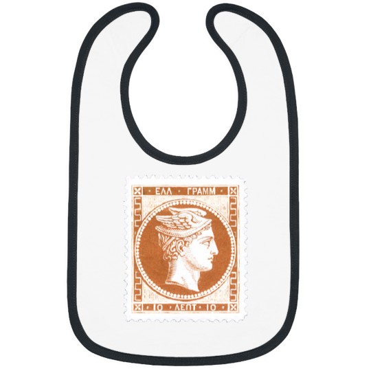 Discover Vintage Orange Greek Postage Stamp Bibs