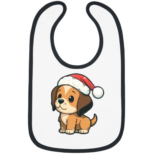 Discover Cute Puppy Wearing Santa Hat Bibs