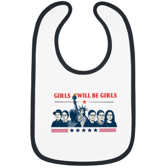Discover Girls Will be Girls Comfort Colors Bibs, Patriotic Feminist 4th of July Bibs