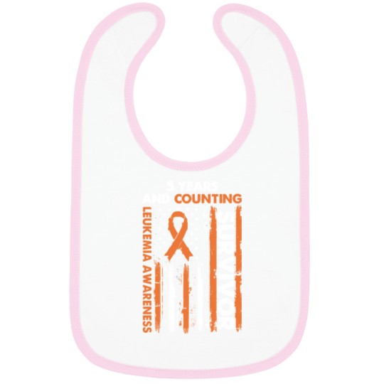 Discover 5 Years And Counting Leukemia Survivor T- Shirt5 Years And Counting Cancer fr€€ Orange Ribbon Leukemia Awareness Survivor T- Bibs Bibs