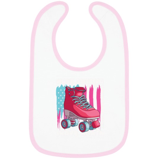 Discover 80s Roller Skate American Flag Cartoon Bibs