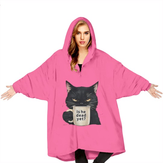 Discover Is He Dead Yet Black Cat Blanket Hoodies, Dark Humor Graphic, Anti Trump Protest Blanket Hoodies