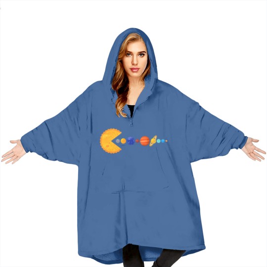 Discover Pacman Eating Planets - Pacman - Blanket Hoodies