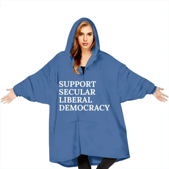 Discover Text: Support Secular Liberal Democracy (white) Blanket Hoodies