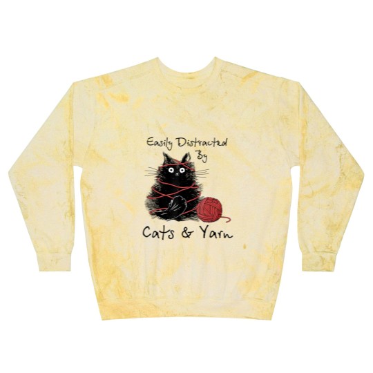 Discover Easily Distracted By Cats And Yarn Knitting Lovers Blast Sweatshirts