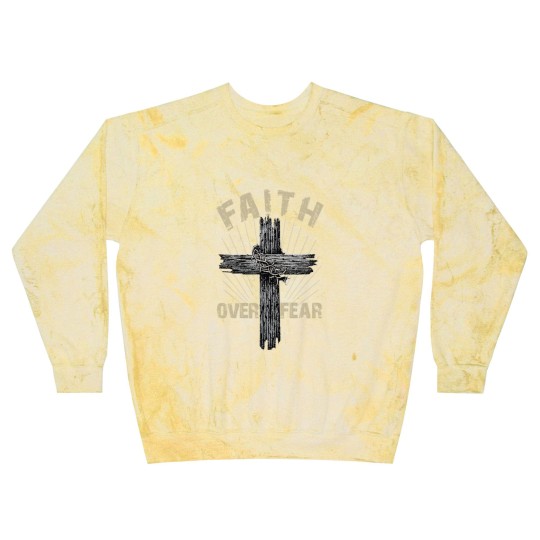 Discover Jesus Christ Cross Faith Over Fear Quote Saying Christian Blast Sweatshirts