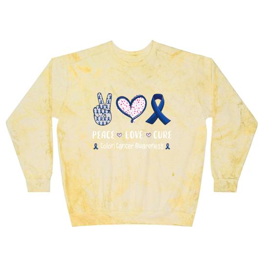 Discover Love Colon Blast Sweatshirts Peace Love cure Colon cancer awareness