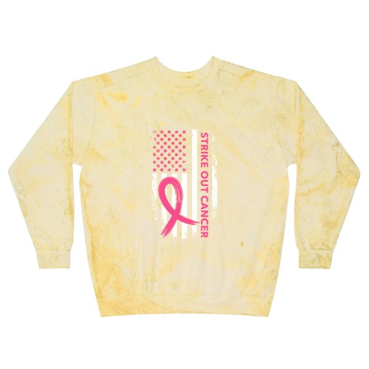Discover Strike Out Cancer US Flag Blast Sweatshirts