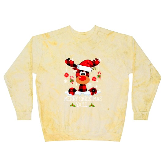 Discover Merry Christmas Ya'll Reindeer Santa Hat Buffalo Red Plaid Blast Sweatshirts