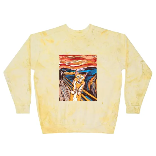 Discover Scream Blast Sweatshirts Funny Tabby Cat Scream Edvard Munch's Painting The Scream