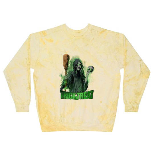 Discover Scary evil Witch with Skull and Broom Halloween Blast Sweatshirts